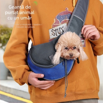 Geantă pentru animale de companie, pentru călătorii, cu țesătură respirabilă, curea crossbody pentru câini și pisici, design moale, marcă privată autorizată