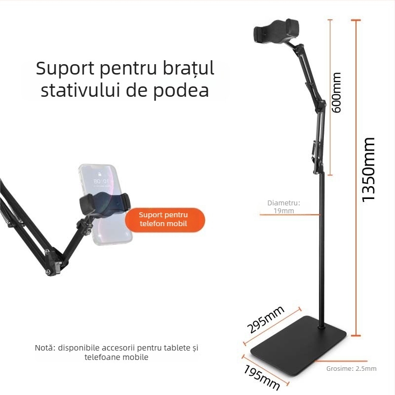 Stativ cantilever pentru tabletă și telefon – aliaj, universal Lazy Stand, suport de noptieră