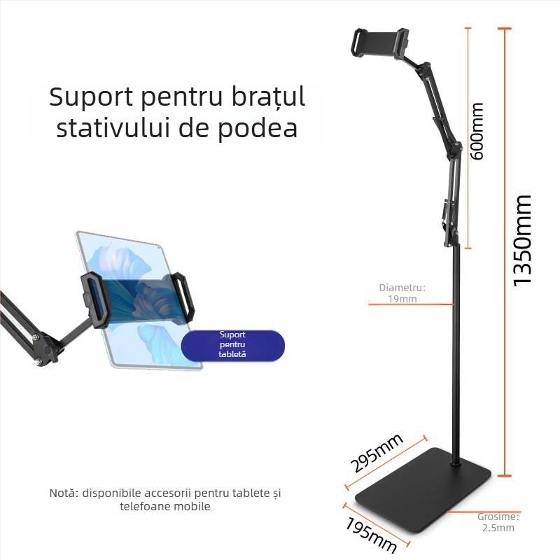 Stativ cantilever pentru tabletă și telefon – aliaj, universal Lazy Stand, suport de noptieră