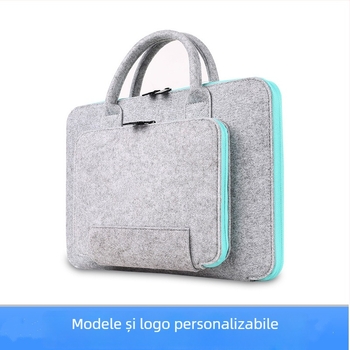 Geantă laptop din fetru cu fermoar, căptușeală din poliester, model personalizabil, rezistență la uzură și la cutremure