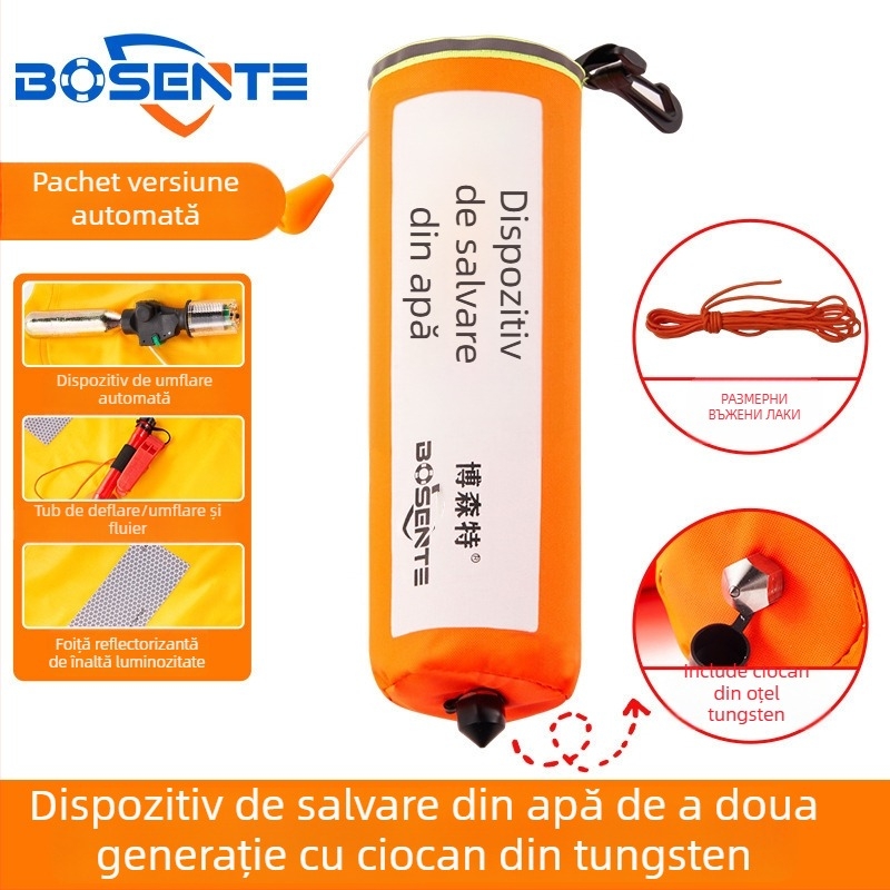 Colac de salvare auto cu umflare automată, cu spart geam și ciocan, dispozitiv portabil de salvare pentru vehicul