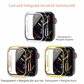 Carcasă de protecție pentru Apple Watch S10/98, cu sticlă temperată și gravură bi‑ton, protecție integrată