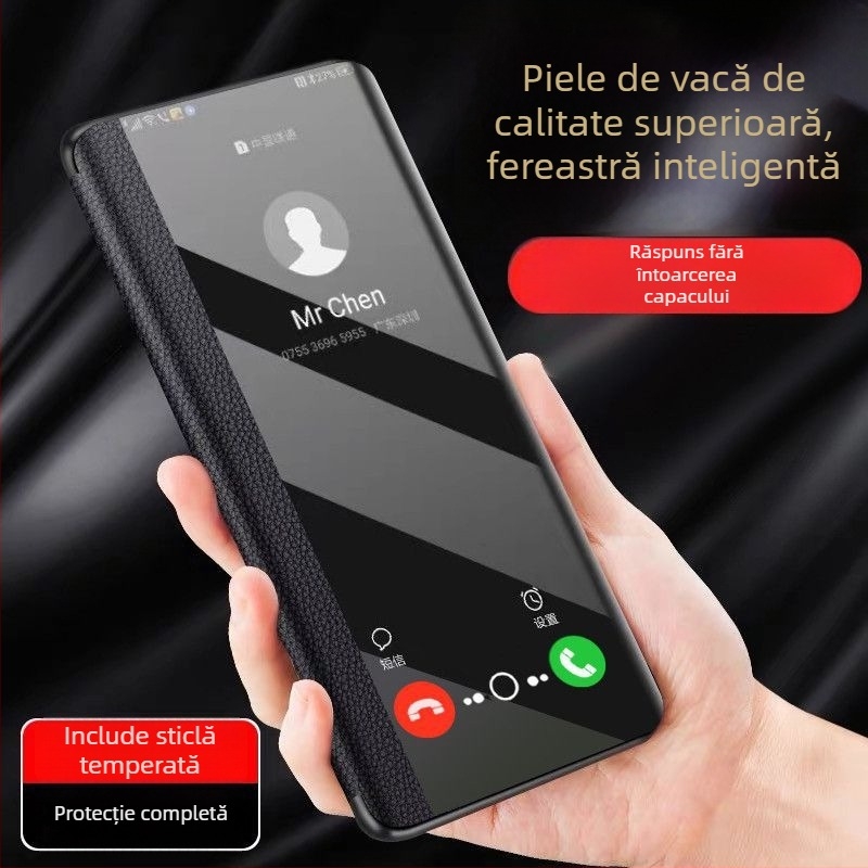 Carcasă de protecție Huawei Enjoy 70X – husă flip din piele, protecție totală, anti-cădere, carcasă moale, construcție din placaj