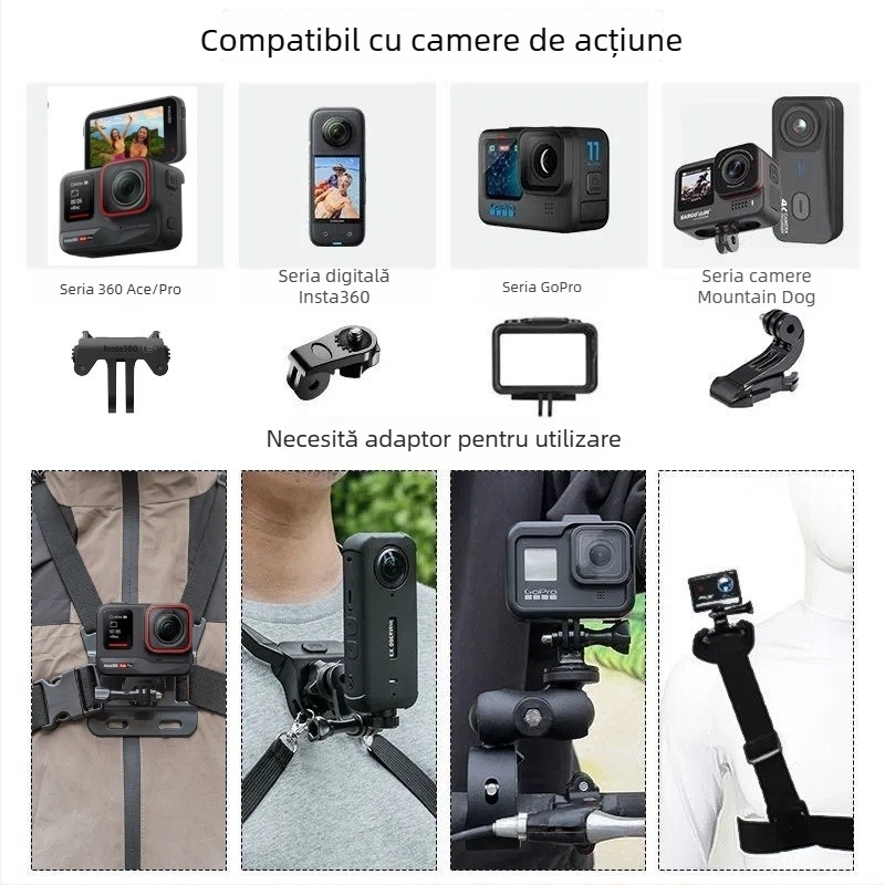 Accesorii pentru camera Insta360 Ace Pro 2 – curea pentru cap, curea pentru piept, clips pentru rucsac, suport pentru motocicletă