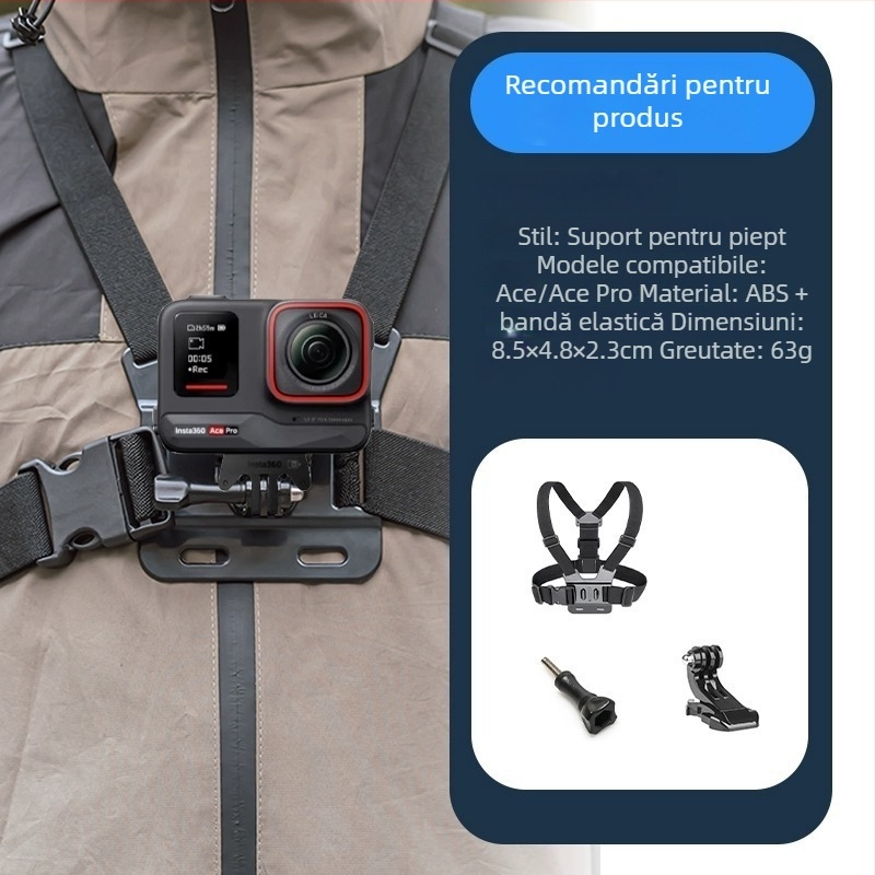 Accesorii pentru camera Insta360 Ace Pro 2 – curea pentru cap, curea pentru piept, clips pentru rucsac, suport pentru motocicletă