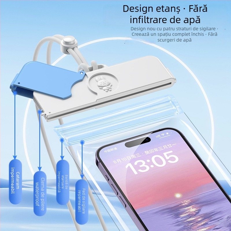 Sac impermeabil pentru telefon cu ecran tactil — ABS+TPU, capacitate 7.2, poliester, stil desen animat, logo tipărit