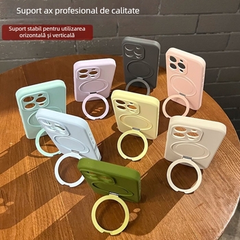 Carcasă din silicon lichid pentru iPhone 17 Pro Max, cu suport magnetic integrat și protecție anti-cădere, stil nordic.