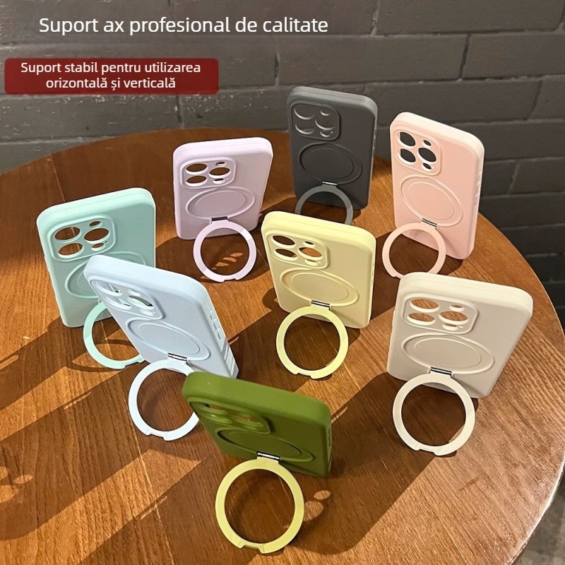 Carcasă din silicon lichid pentru iPhone 17 Pro Max, cu suport magnetic integrat și protecție anti-cădere, stil nordic.