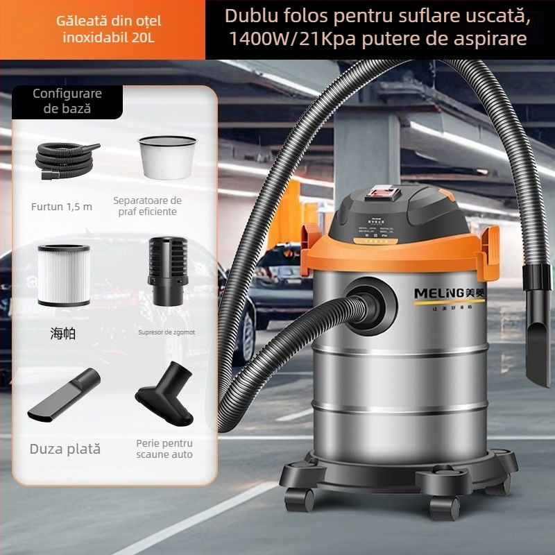 Aspirator cu HEPA, separator de praf și filtru din bumbac – 1400W, aspirație 20000Pa, 2 în 1 umed-uscat, 220V pentru uz casnic