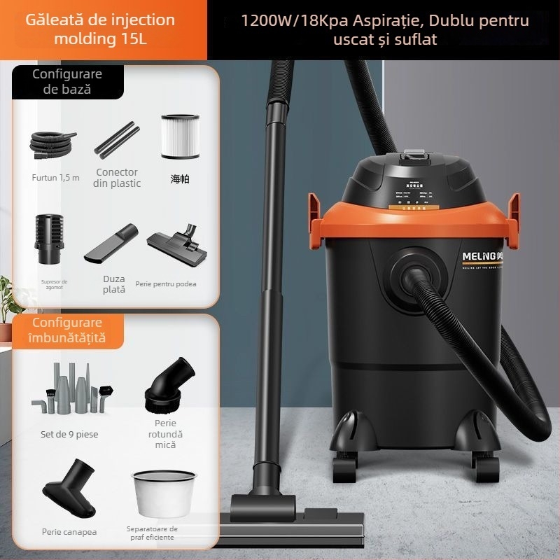 Aspirator cu HEPA, separator de praf și filtru din bumbac – 1400W, aspirație 20000Pa, 2 în 1 umed-uscat, 220V pentru uz casnic