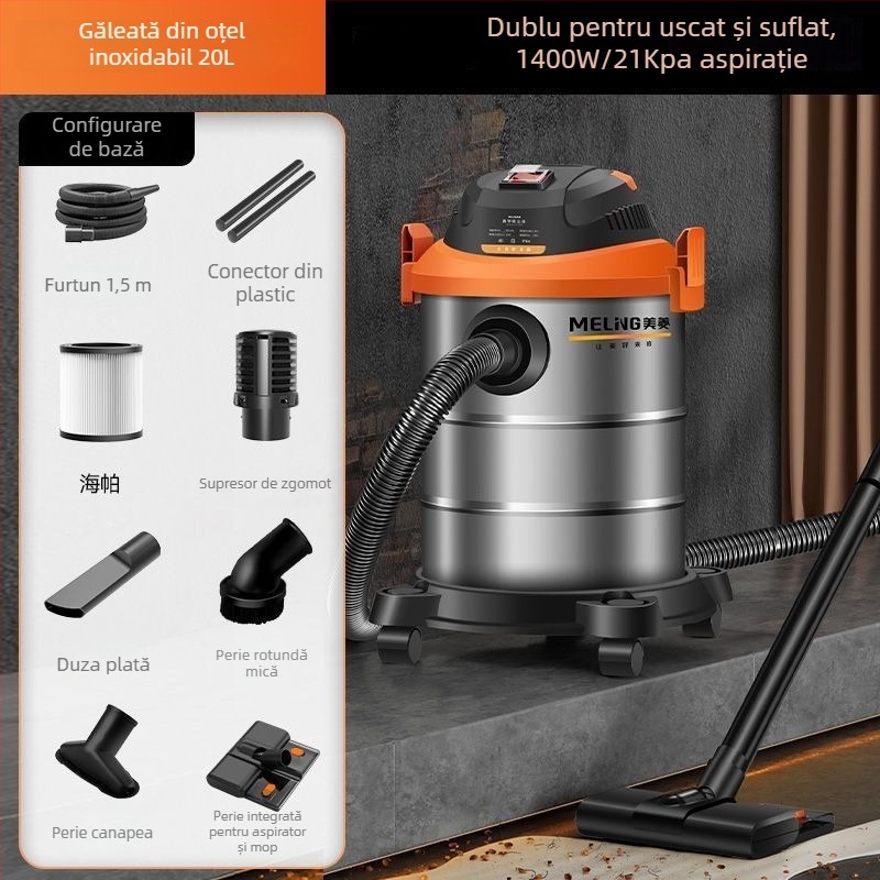 Aspirator cu HEPA, separator de praf și filtru din bumbac – 1400W, aspirație 20000Pa, 2 în 1 umed-uscat, 220V pentru uz casnic