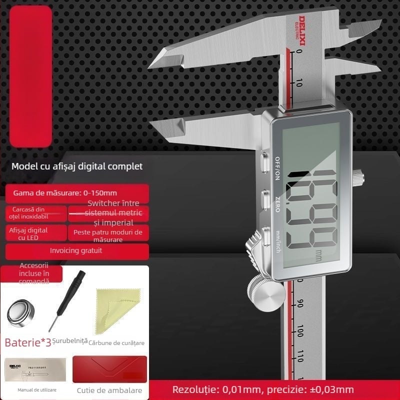 Caliper electronic Vernier cu afișaj digital – înaltă precizie, clasă industrială, pentru uz casnic