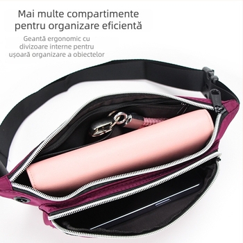 Geantă de talie pentru bărbați – impermeabilă, Oxford, curea cross-body, stil urban simplu, model monocrom