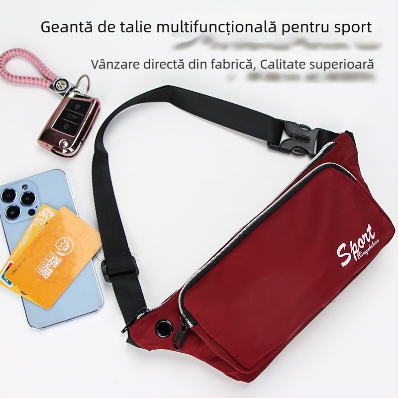 Geantă de talie pentru bărbați – impermeabilă, Oxford, curea cross-body, stil urban simplu, model monocrom