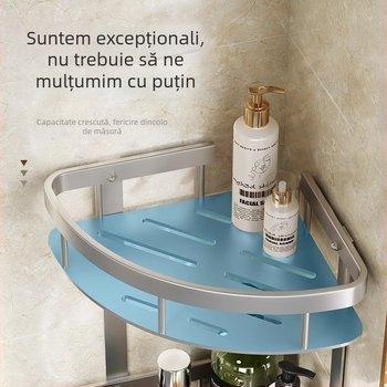 Raft de baie Space Aluminum, colț triunghiular, montat pe perete, 3 etaje