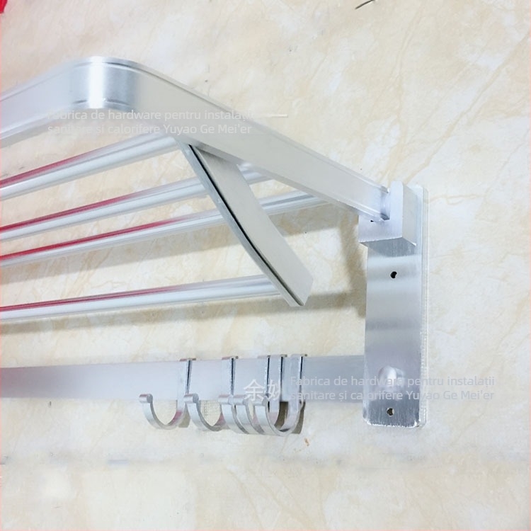 Raft pentru prosoape pliabil cu două niveluri, din aliaj de aluminiu, finisaj anodizat, încărcare 15 kg, stil modern minimalist