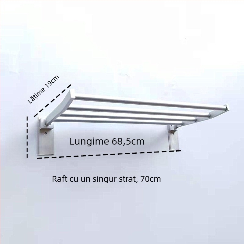 Raft pentru prosoape pliabil cu două niveluri, din aliaj de aluminiu, finisaj anodizat, încărcare 15 kg, stil modern minimalist
