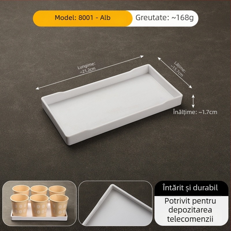 Tavă dreptunghiulară din melamină pentru hoteluri – tavă pentru ceai și spațiu de depozitare pentru produse de igienă în cameră