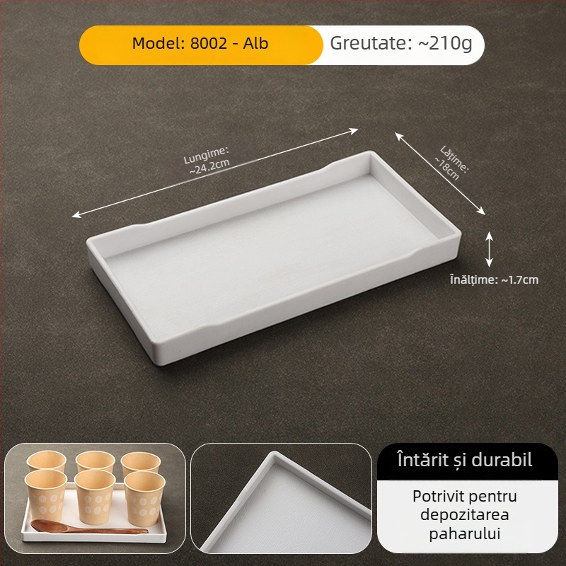 Tavă dreptunghiulară din melamină pentru hoteluri – tavă pentru ceai și spațiu de depozitare pentru produse de igienă în cameră