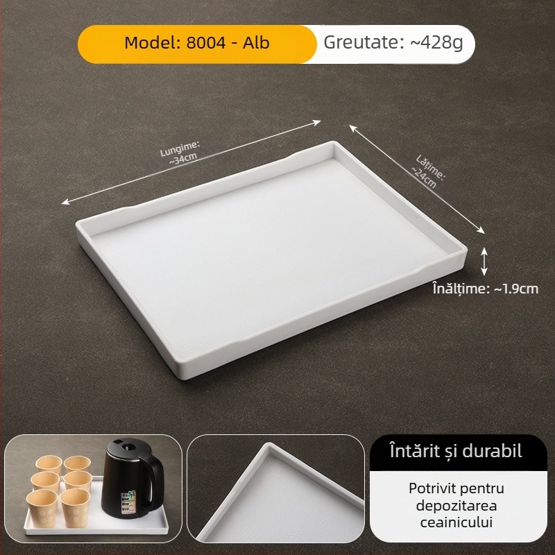 Tavă dreptunghiulară din melamină pentru hoteluri – tavă pentru ceai și spațiu de depozitare pentru produse de igienă în cameră