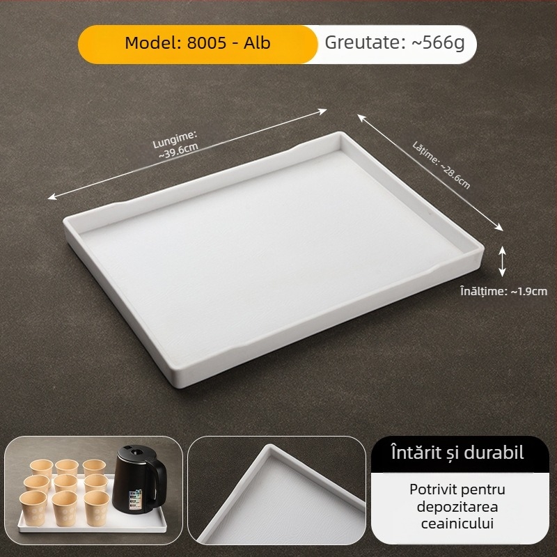 Tavă dreptunghiulară din melamină pentru hoteluri – tavă pentru ceai și spațiu de depozitare pentru produse de igienă în cameră