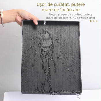 Tavă pentru camerele de hotel: melamină, formă pătrată, suprafață glazurată, logo imprimat, posibilitate de personalizare.