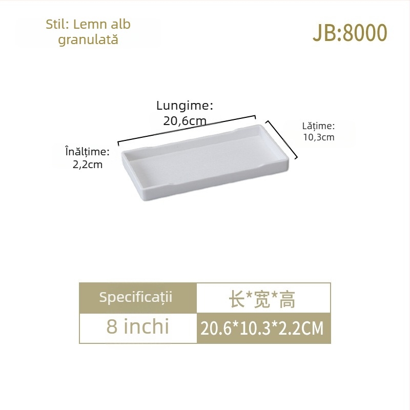 Tavă pentru camerele de hotel: melamină, formă pătrată, suprafață glazurată, logo imprimat, posibilitate de personalizare.