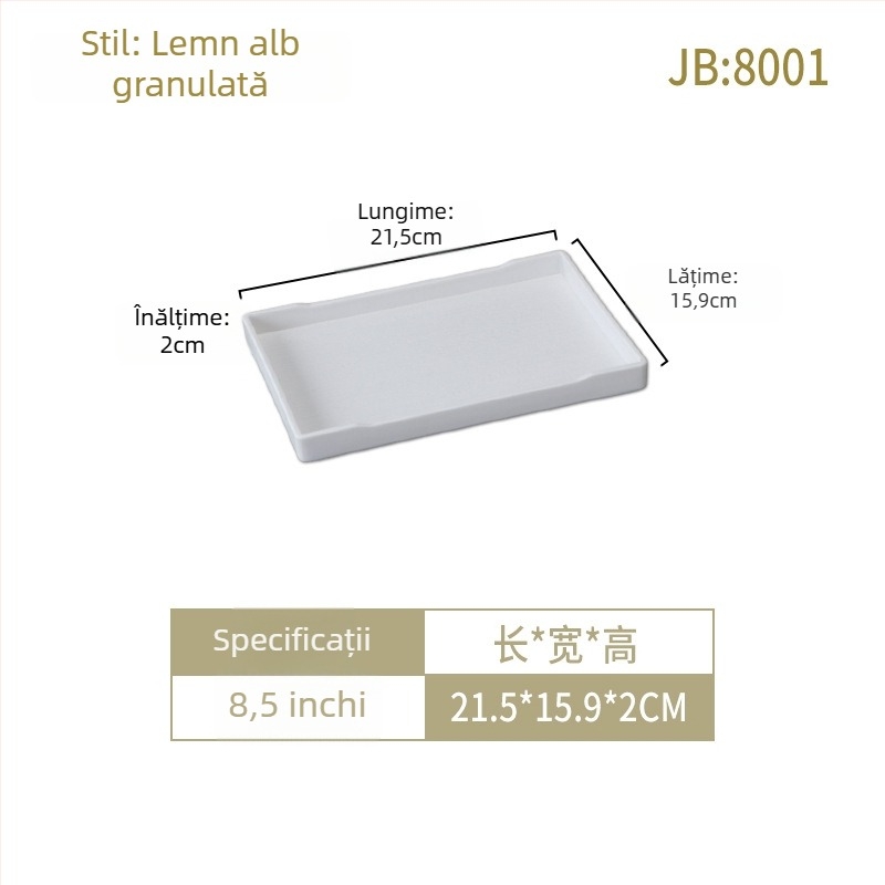 Tavă pentru camerele de hotel: melamină, formă pătrată, suprafață glazurată, logo imprimat, posibilitate de personalizare.