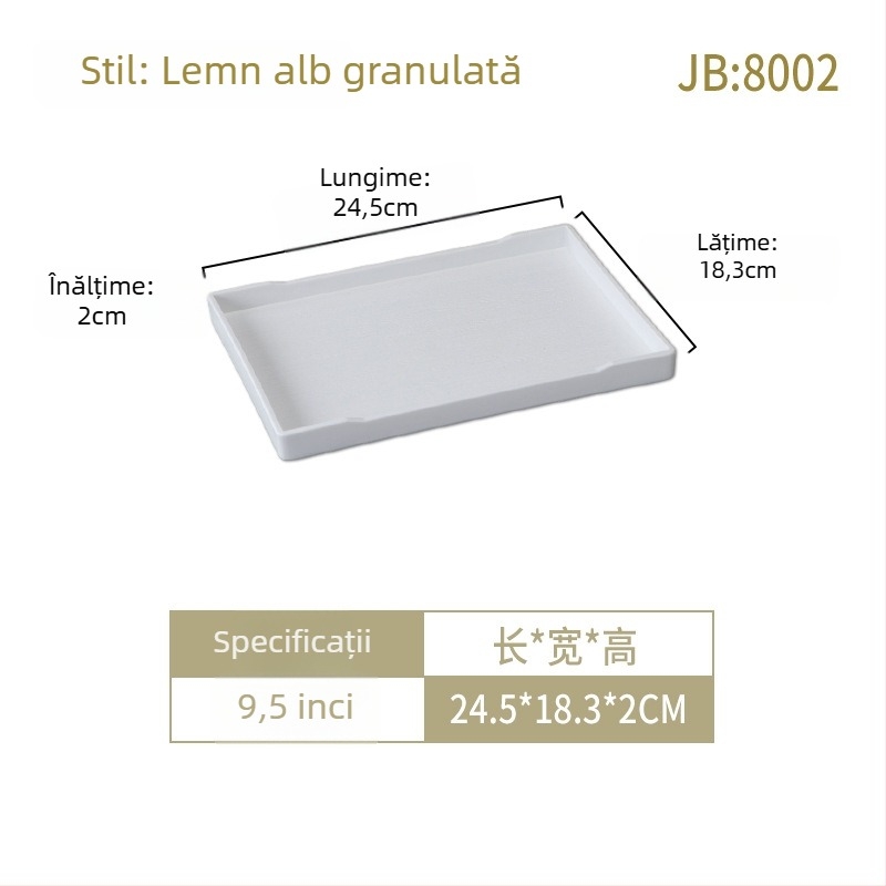 Tavă pentru camerele de hotel: melamină, formă pătrată, suprafață glazurată, logo imprimat, posibilitate de personalizare.