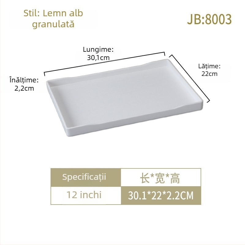 Tavă pentru camerele de hotel: melamină, formă pătrată, suprafață glazurată, logo imprimat, posibilitate de personalizare.