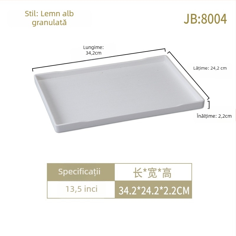 Tavă pentru camerele de hotel: melamină, formă pătrată, suprafață glazurată, logo imprimat, posibilitate de personalizare.