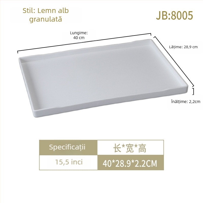 Tavă pentru camerele de hotel: melamină, formă pătrată, suprafață glazurată, logo imprimat, posibilitate de personalizare.