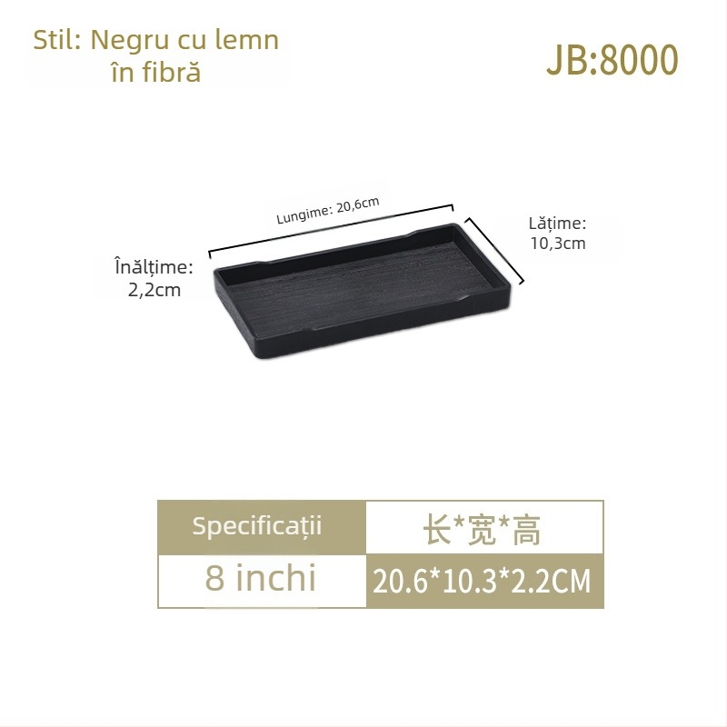 Tavă pentru camerele de hotel: melamină, formă pătrată, suprafață glazurată, logo imprimat, posibilitate de personalizare.