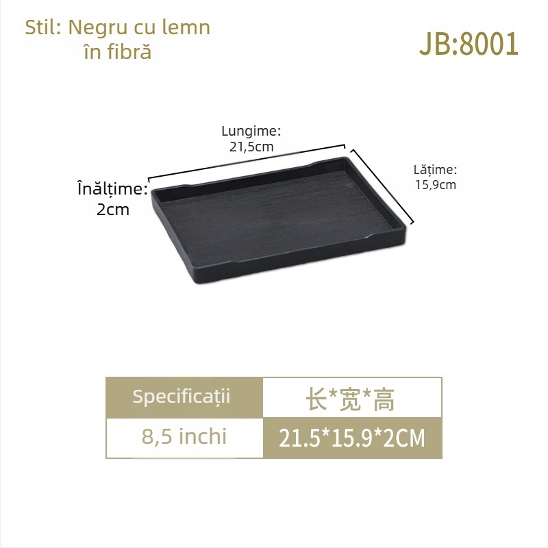 Tavă pentru camerele de hotel: melamină, formă pătrată, suprafață glazurată, logo imprimat, posibilitate de personalizare.