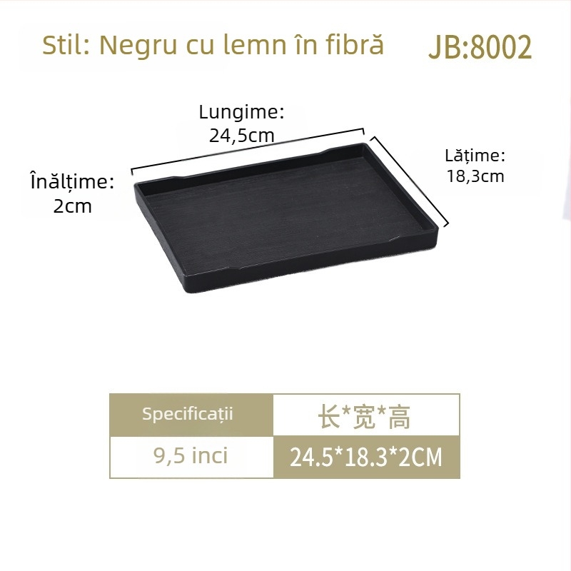 Tavă pentru camerele de hotel: melamină, formă pătrată, suprafață glazurată, logo imprimat, posibilitate de personalizare.