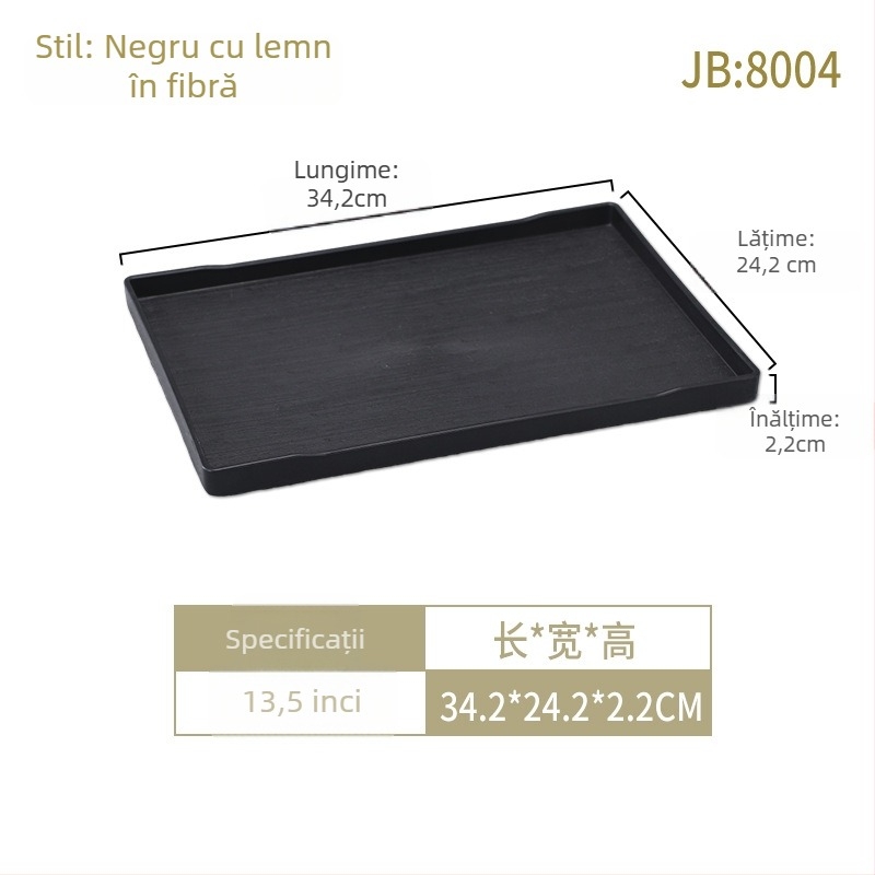 Tavă pentru camerele de hotel: melamină, formă pătrată, suprafață glazurată, logo imprimat, posibilitate de personalizare.