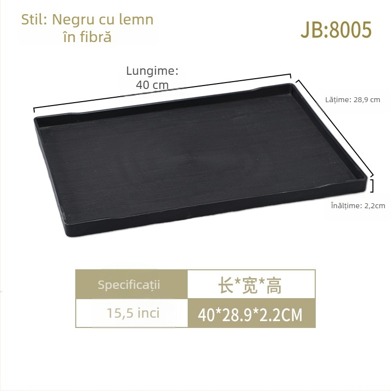 Tavă pentru camerele de hotel: melamină, formă pătrată, suprafață glazurată, logo imprimat, posibilitate de personalizare.