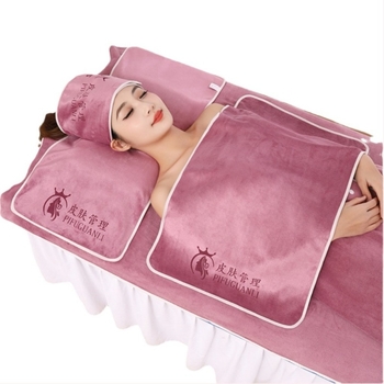Set de prosoape pentru salon de înfrumusețare: prosoape pentru pernă, piept cu gaură, prosoape de pat și turbant; microfibră, 430 gsm, 80% microfibră + nylon; personalizare cu logo; margini cusute