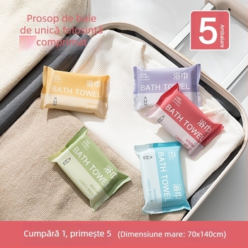 Pocket travel 5-pachete prosoape de baie, comprimat, microfibră, țesătură plată, absorbție 16–20 s