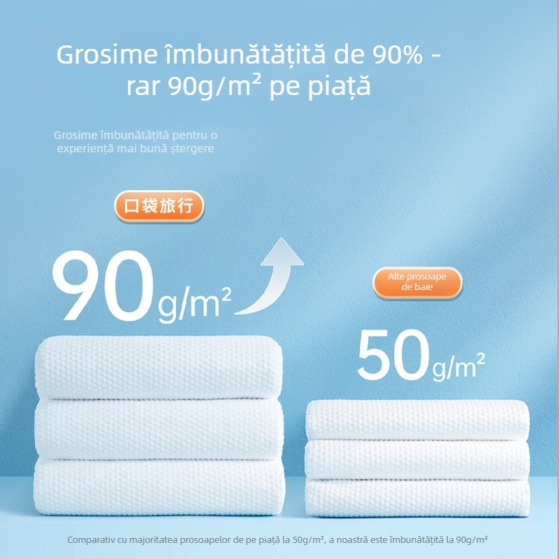 Pocket travel 5-pachete prosoape de baie, comprimat, microfibră, țesătură plată, absorbție 16–20 s