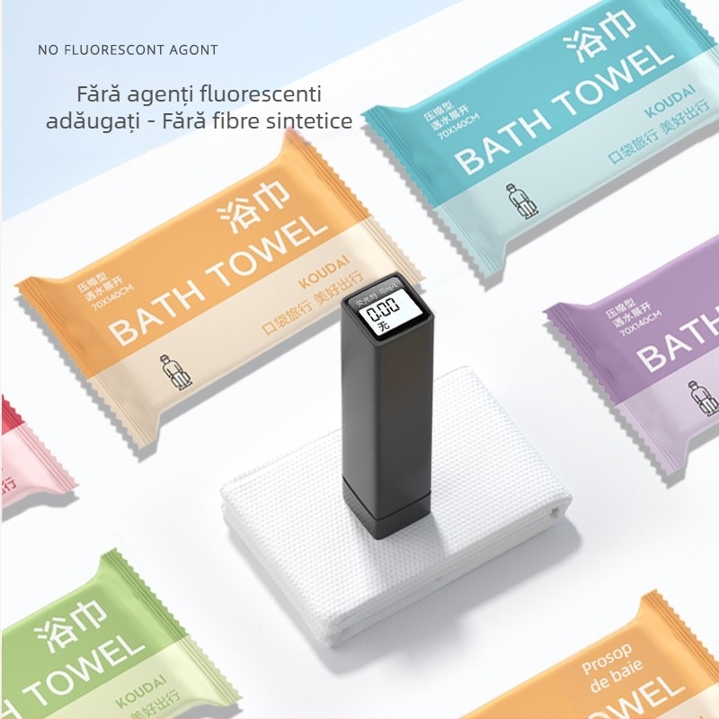 Pocket travel 5-pachete prosoape de baie, comprimat, microfibră, țesătură plată, absorbție 16–20 s