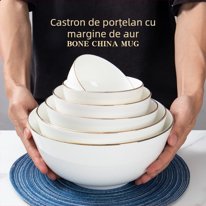 Set de boluri din porțelan cu os pentru hoteluri și restaurante — formă circulară, suprafață glazurată, personalizabil