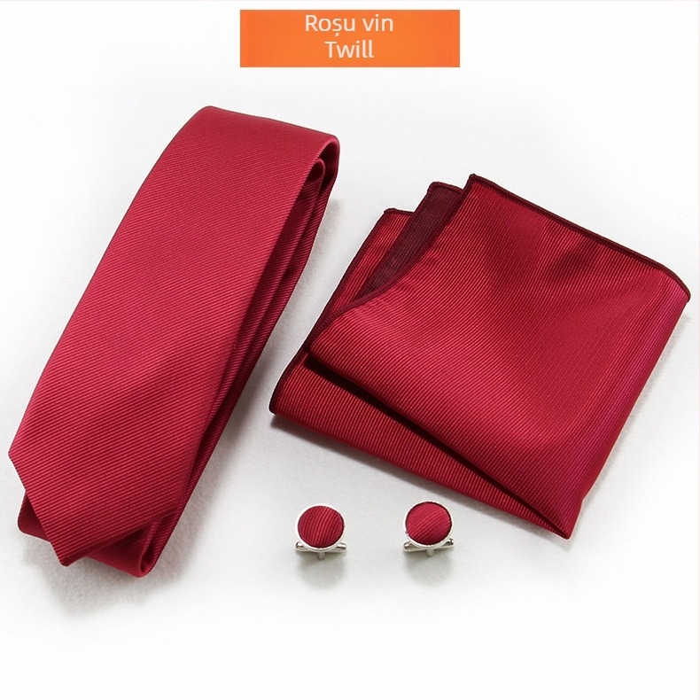 Set cravată și batistă pentru bărbați — țesătură Jacquard, poliester, unisex, stil lejer