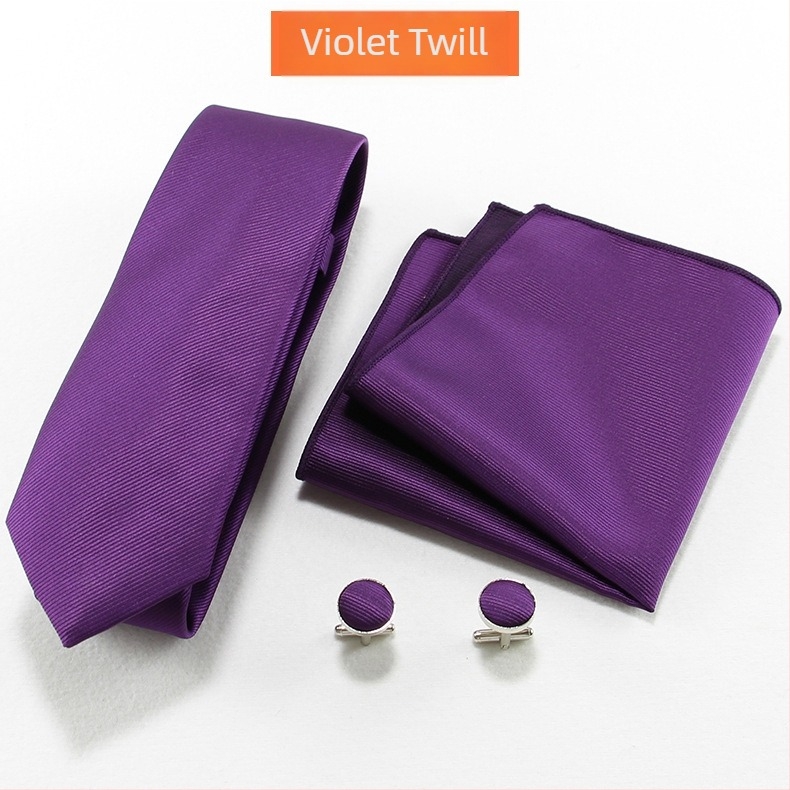 Set cravată și batistă pentru bărbați — țesătură Jacquard, poliester, unisex, stil lejer