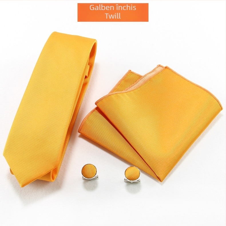 Set cravată și batistă pentru bărbați — țesătură Jacquard, poliester, unisex, stil lejer