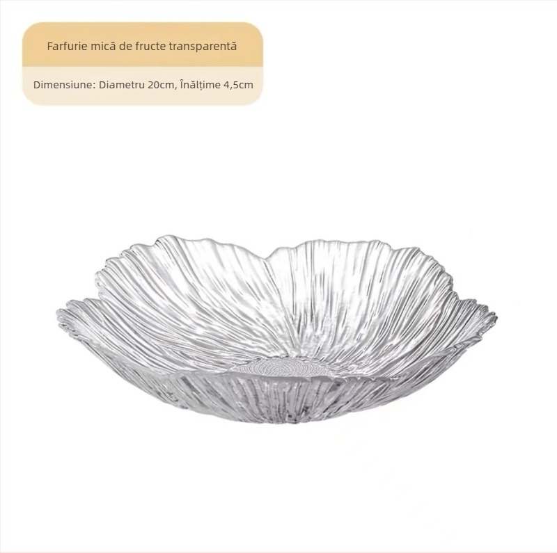 Farfurie de fructe din sticlă pentru măsuța de living, SENHE, stil Nordic, model gravat, lansare primăvara 2013, calitate de primă clasă