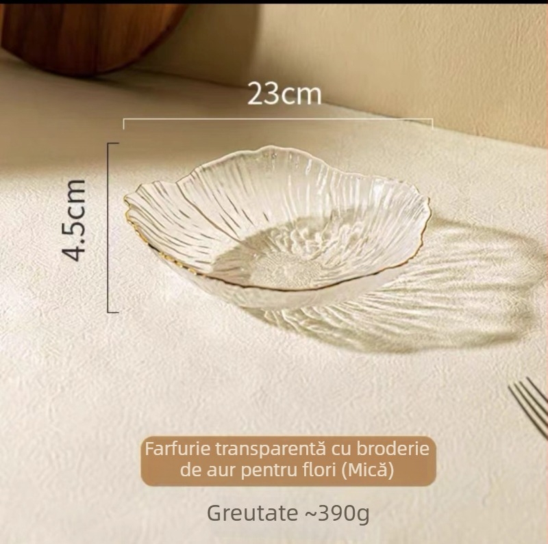 Farfurie de fructe din sticlă pentru măsuța de living, SENHE, stil Nordic, model gravat, lansare primăvara 2013, calitate de primă clasă