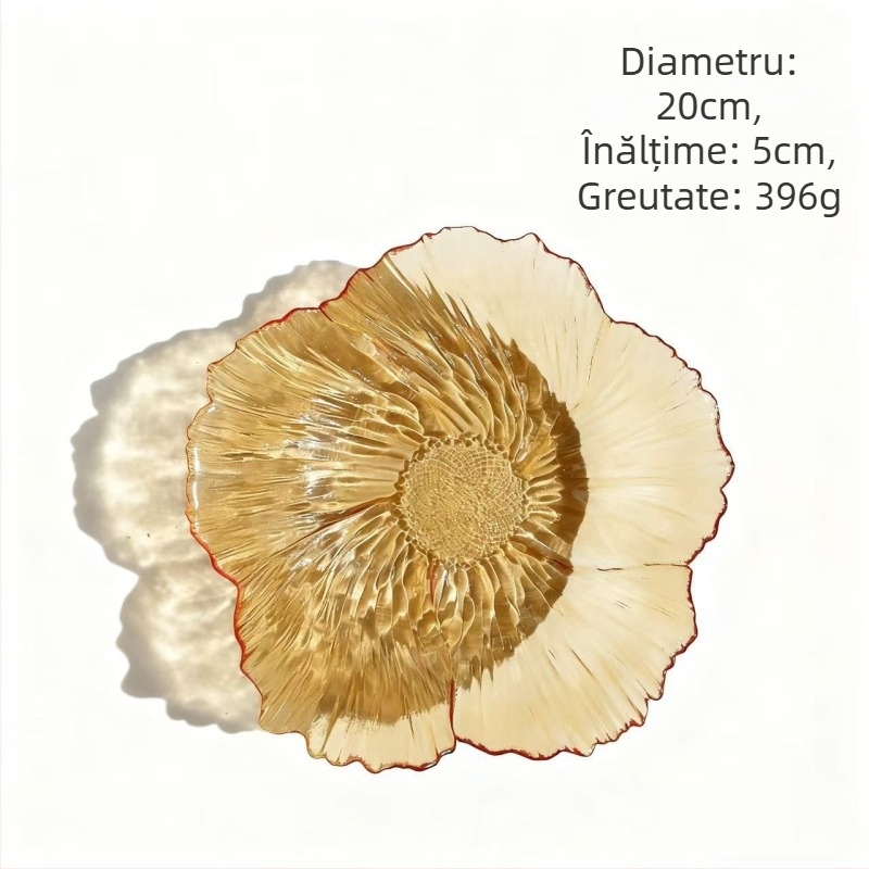 Farfurie de fructe din sticlă pentru măsuța de living, SENHE, stil Nordic, model gravat, lansare primăvara 2013, calitate de primă clasă