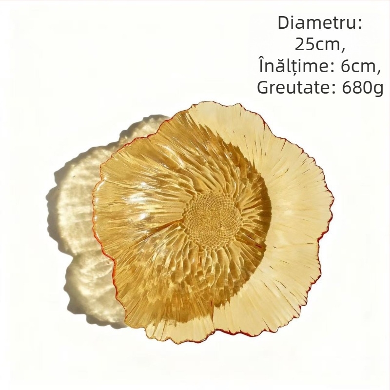 Farfurie de fructe din sticlă pentru măsuța de living, SENHE, stil Nordic, model gravat, lansare primăvara 2013, calitate de primă clasă