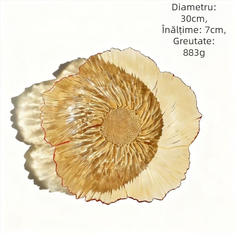 Farfurie de fructe din sticlă pentru măsuța de living, SENHE, stil Nordic, model gravat, lansare primăvara 2013, calitate de primă clasă